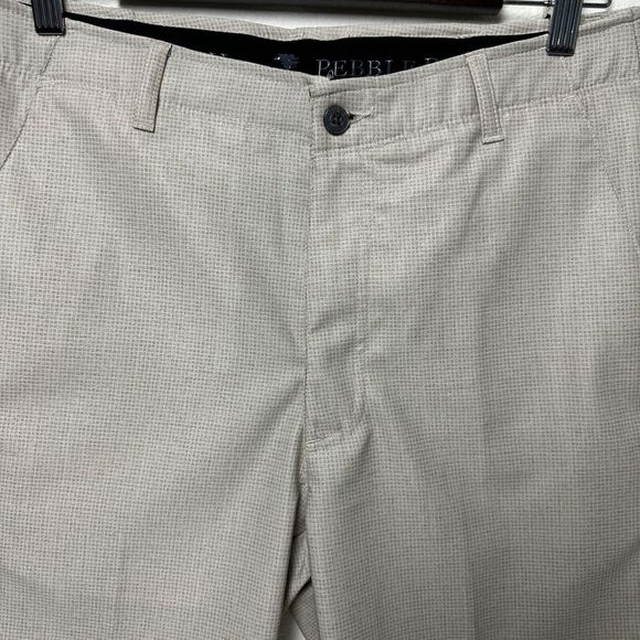 Pebble Beach Comfort Flex Performance Short Chino Bermuda Sz 32 Gold Checker - Picture 2 of 9